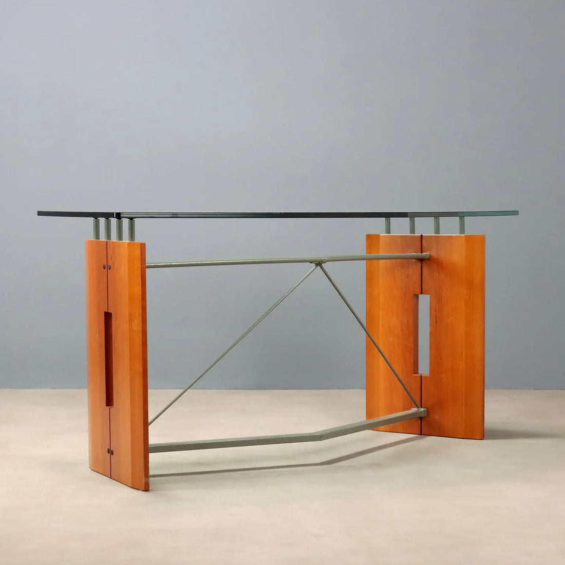 Vintage Writing Desk Tanganyka Walnut Glass Design Italy 1990s - 1990s | Modernism | Tables