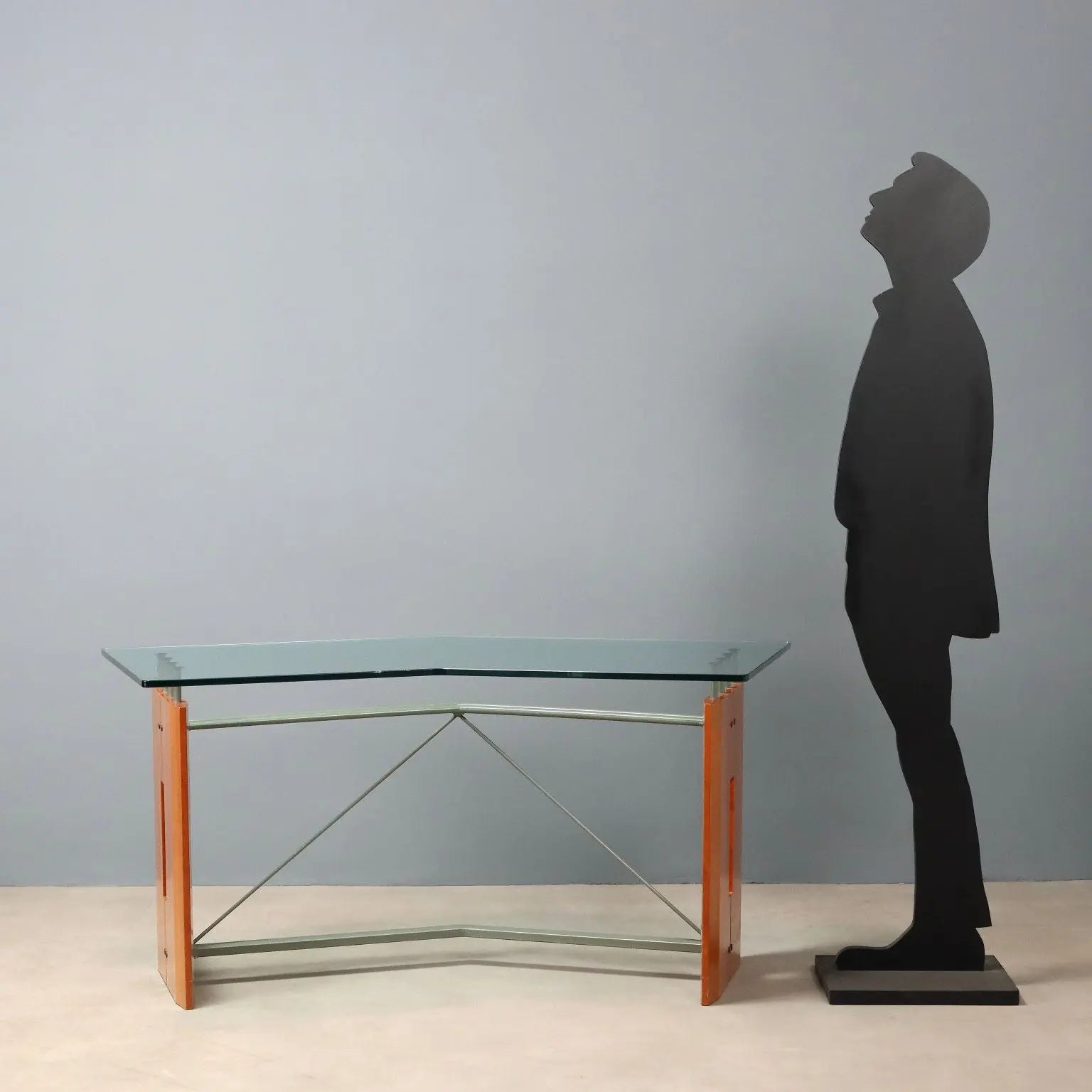 Vintage Writing Desk Tanganyka Walnut Glass Design Italy 1990s - 1990s | Modernism | Tables