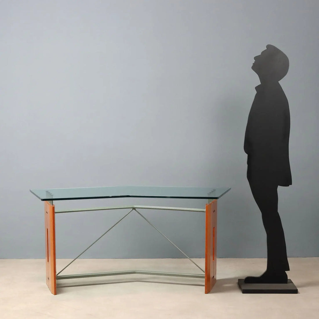 Vintage Writing Desk Tanganyka Walnut Glass Design Italy 1990s - 1990s | Modernism | Tables