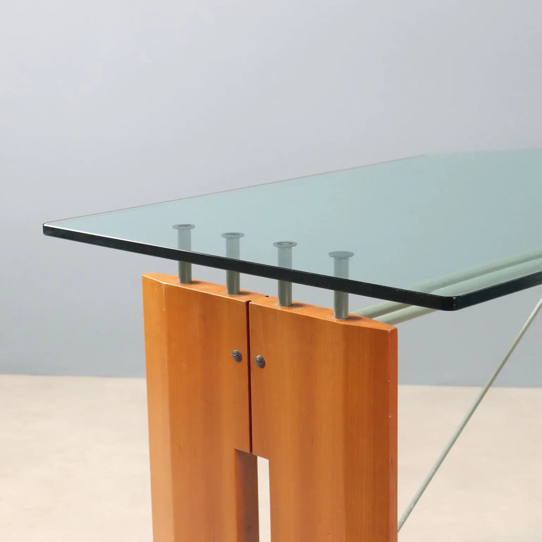 Vintage Writing Desk Tanganyka Walnut Glass Design Italy 1990s - 1990s | Modernism | Tables