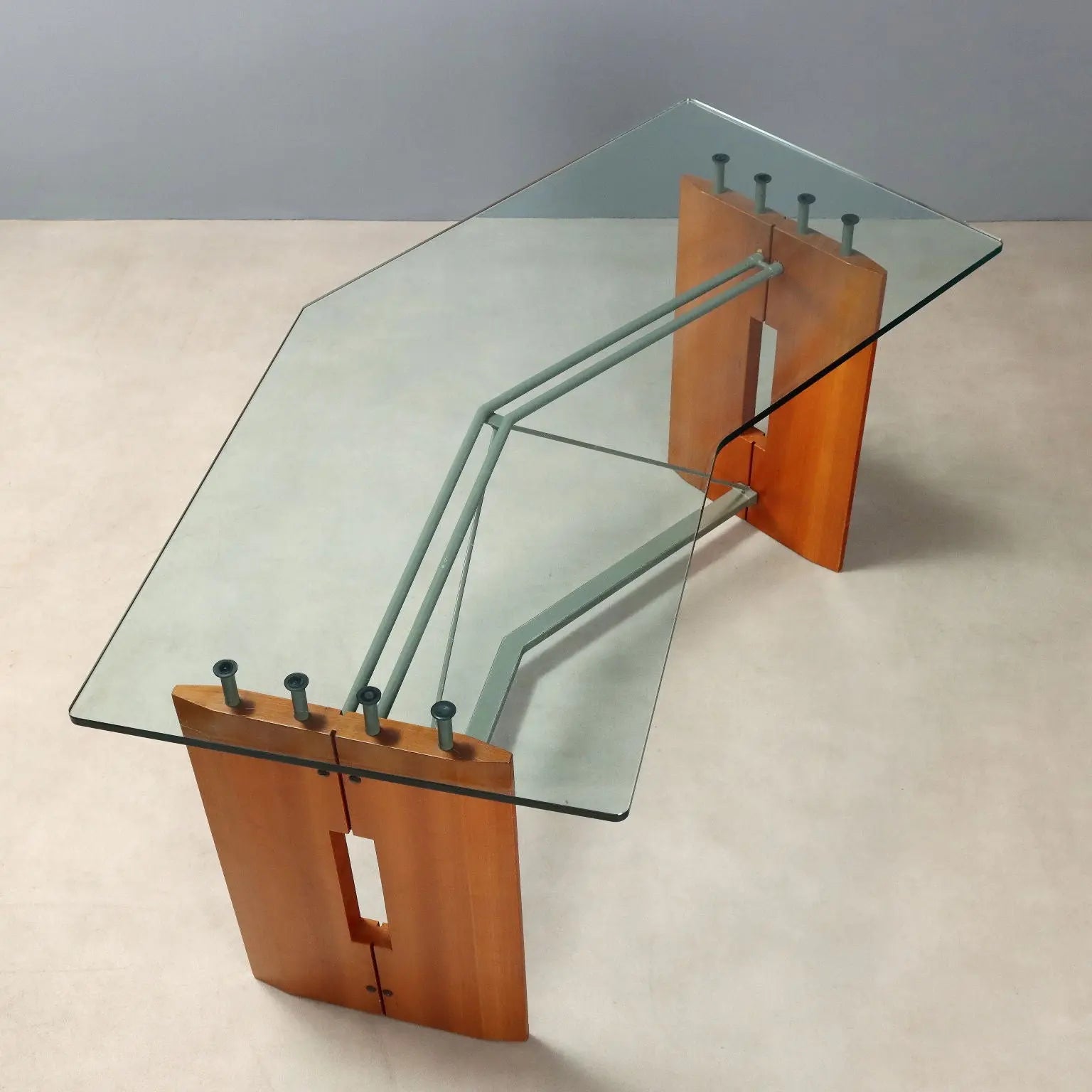 Vintage Writing Desk Tanganyka Walnut Glass Design Italy 1990s - 1990s | Modernism | Tables