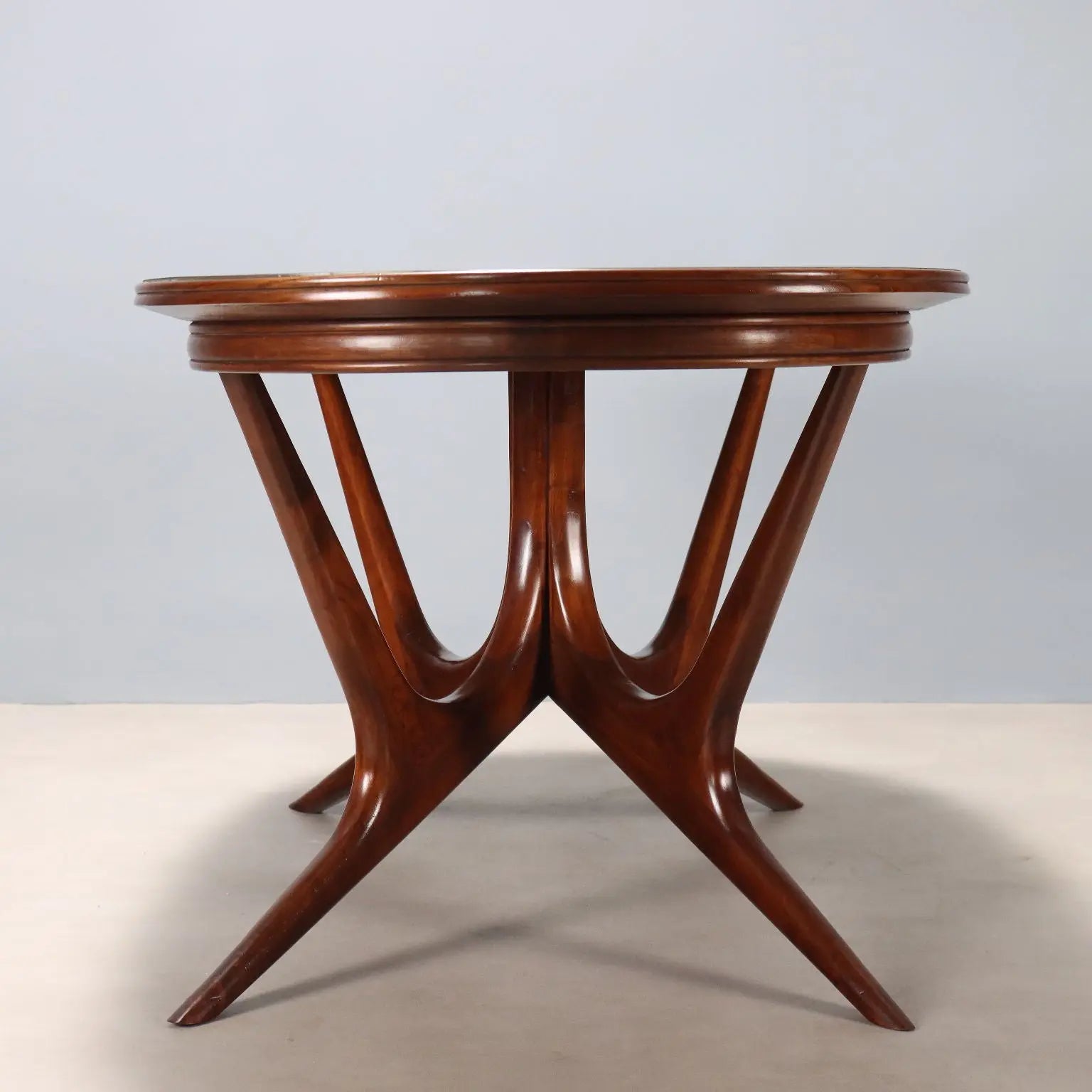 Vintage Table Painted Beech Glass Design Italy 1950s