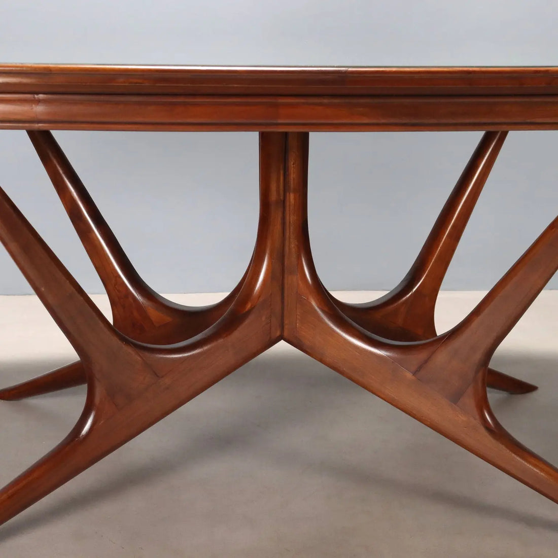 Vintage Table Painted Beech Glass Design Italy 1950s