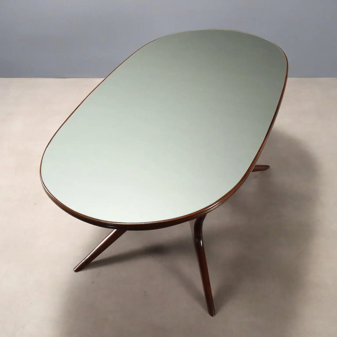Vintage Table Painted Beech Glass Design Italy 1950s