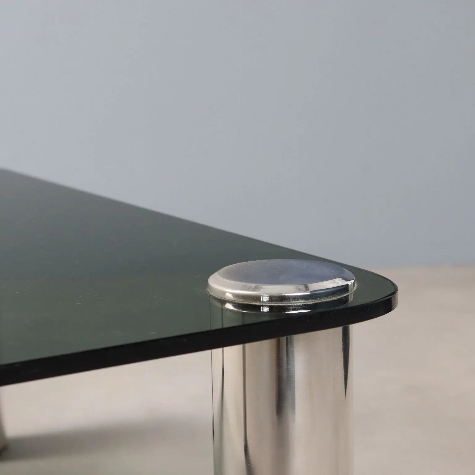 Vintage Coffee Table Chromed Metal Glass Design Italy 1960s-70s