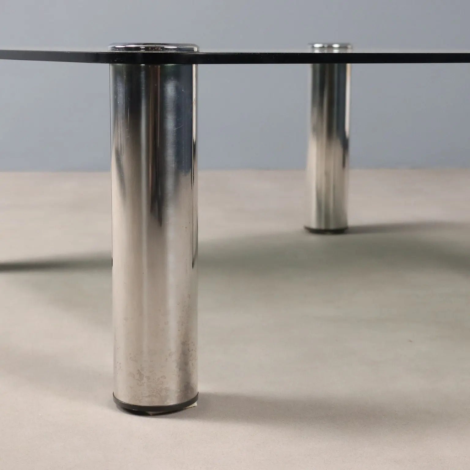 Vintage Coffee Table Chromed Metal Glass Design Italy 1960s-70s