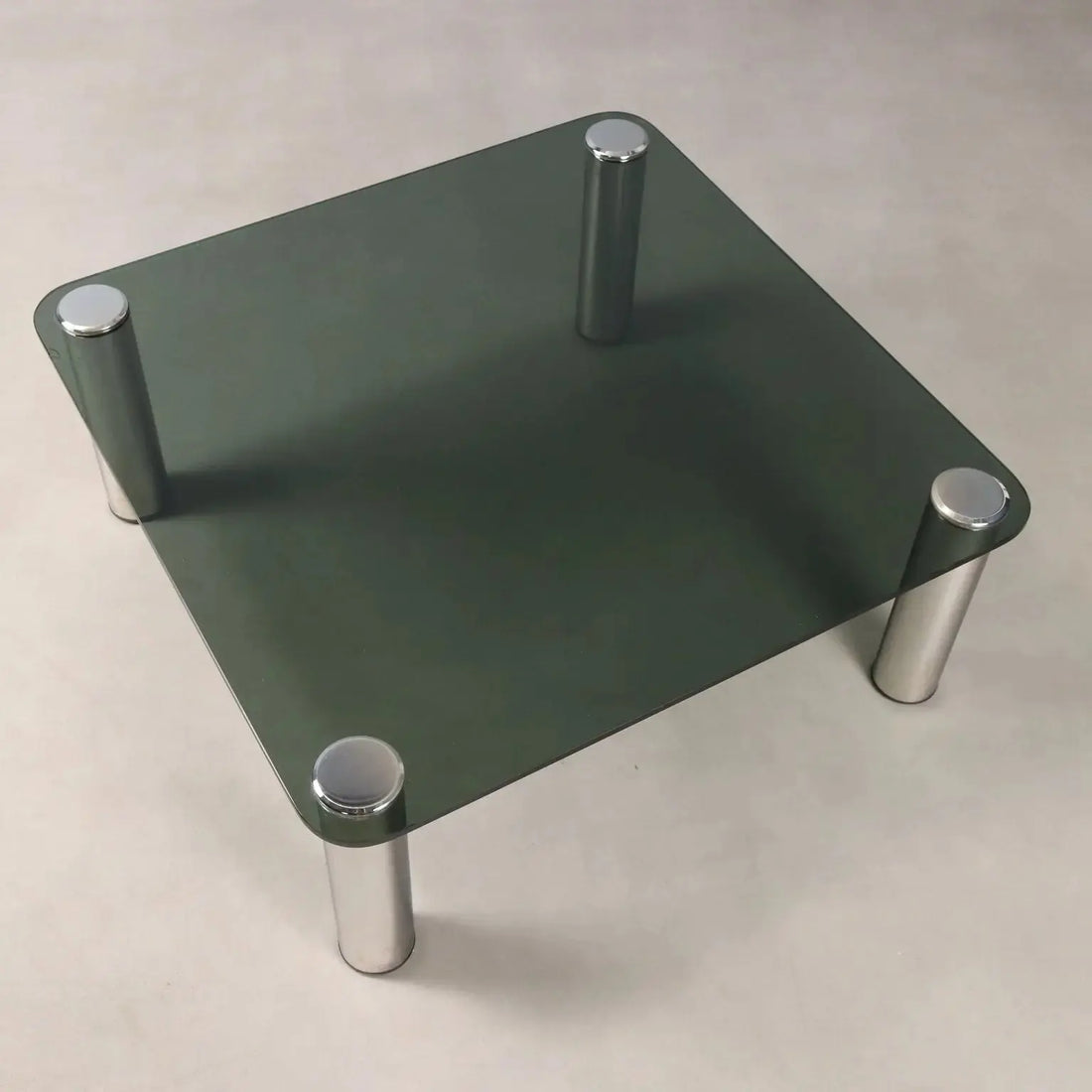 Vintage Coffee Table Chromed Metal Glass Design Italy 1960s-70s