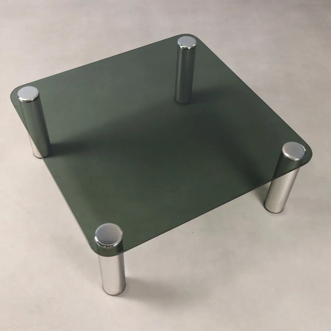Vintage Coffee Table Chromed Metal Glass Design Italy 1960s-70s