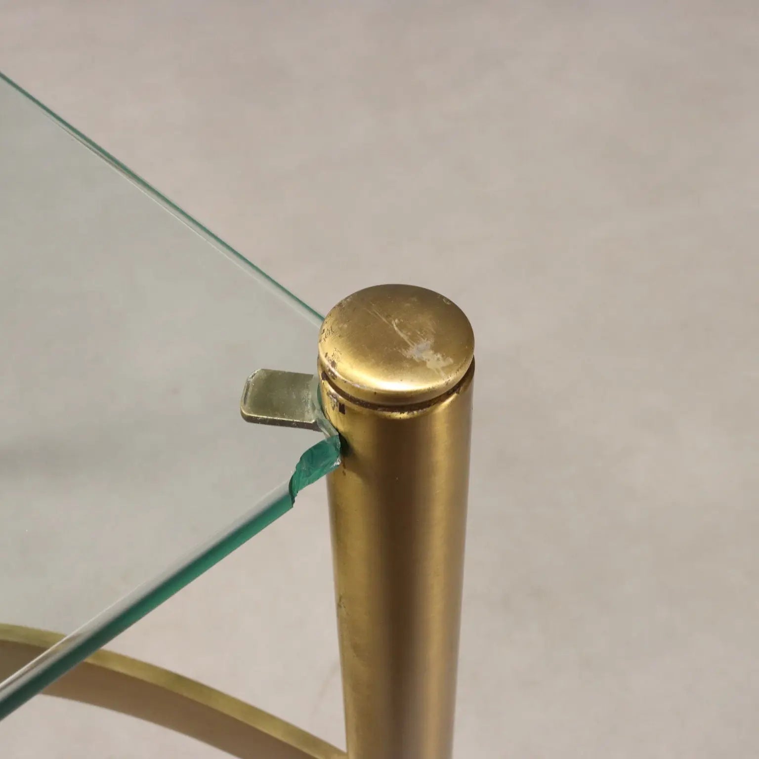 Vintage Coffee Table Brass Glass Top Design Italy 1970s