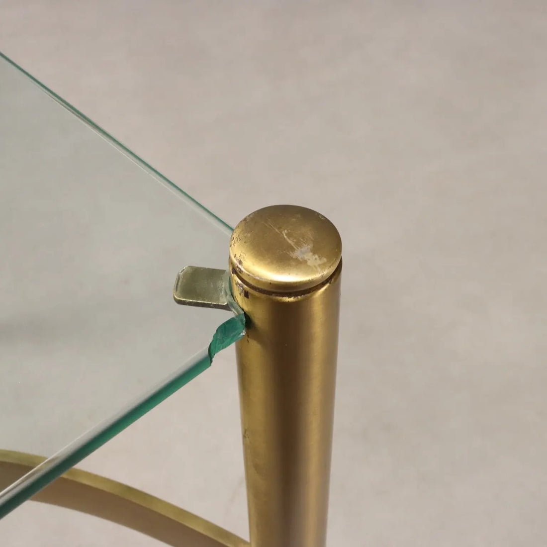 Vintage Coffee Table Brass Glass Top Design Italy 1970s