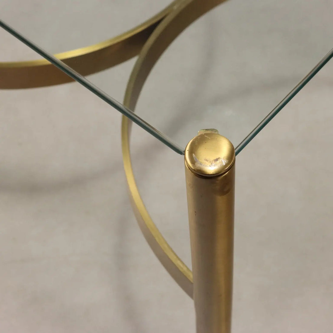 Vintage Coffee Table Brass Glass Top Design Italy 1970s