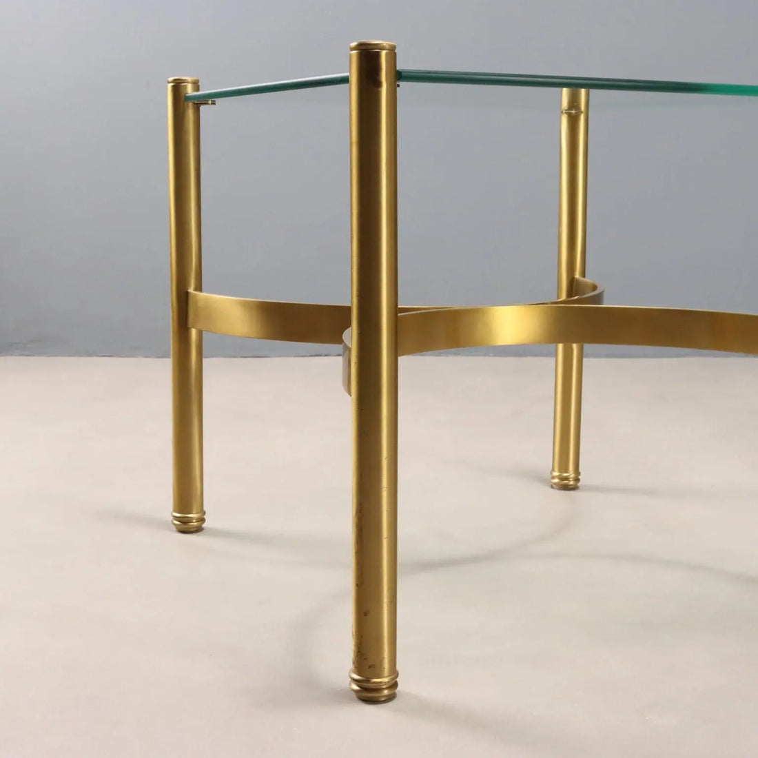 Vintage Coffee Table Brass Glass Top Design Italy 1970s