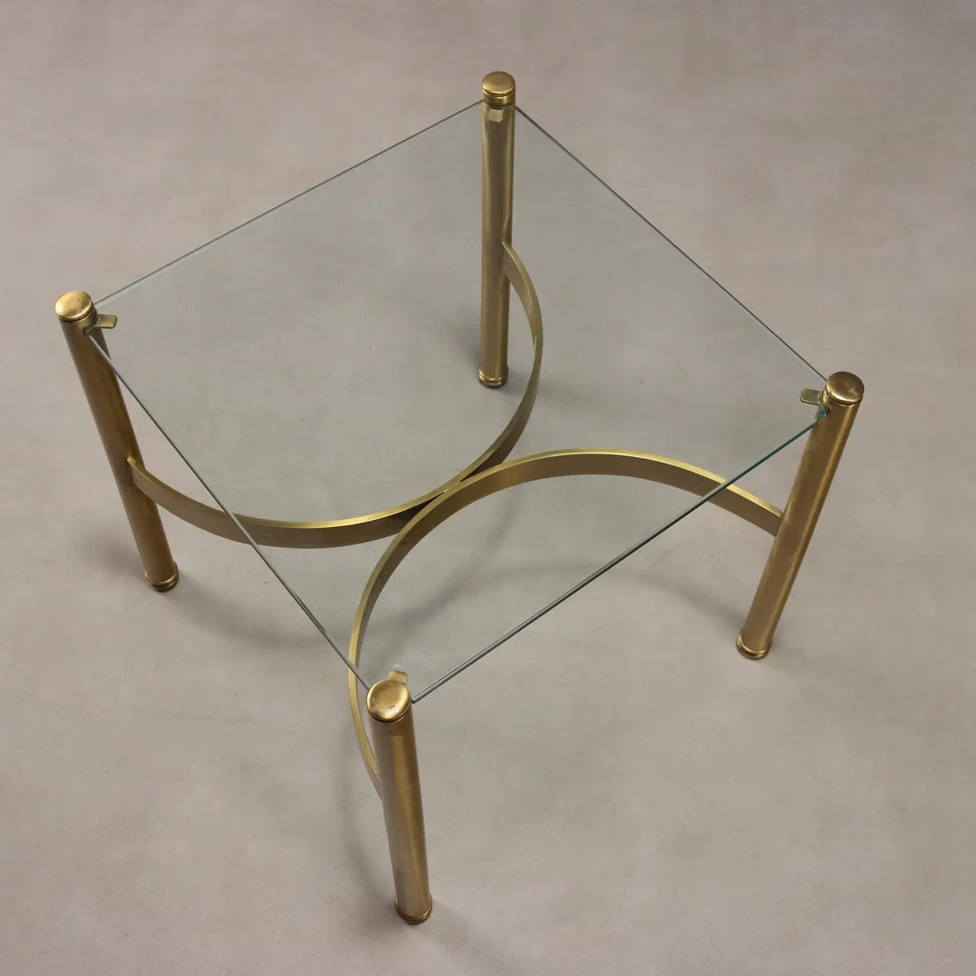 Vintage Coffee Table Brass Glass Top Design Italy 1970s