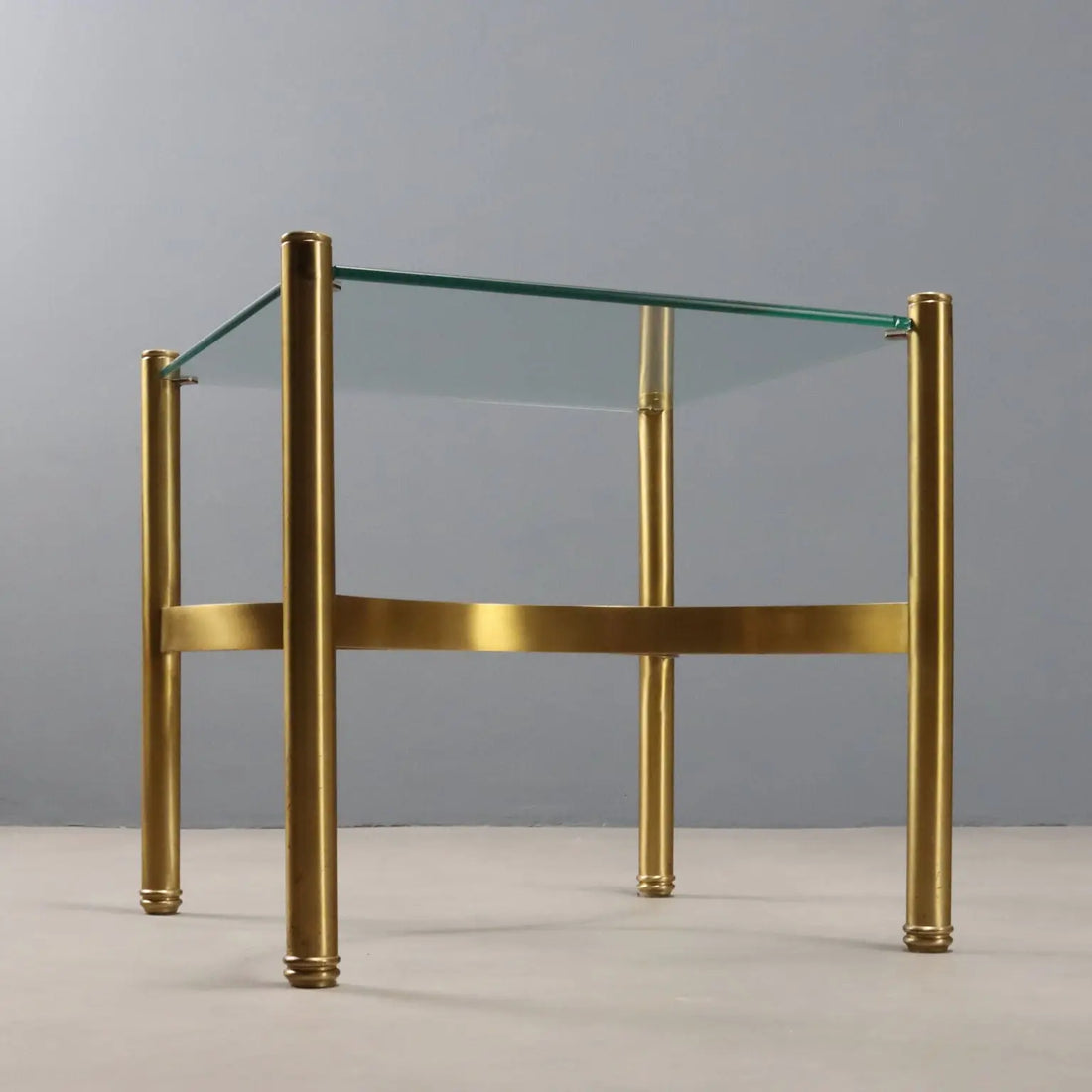 Vintage Coffee Table Brass Glass Top Design Italy 1970s