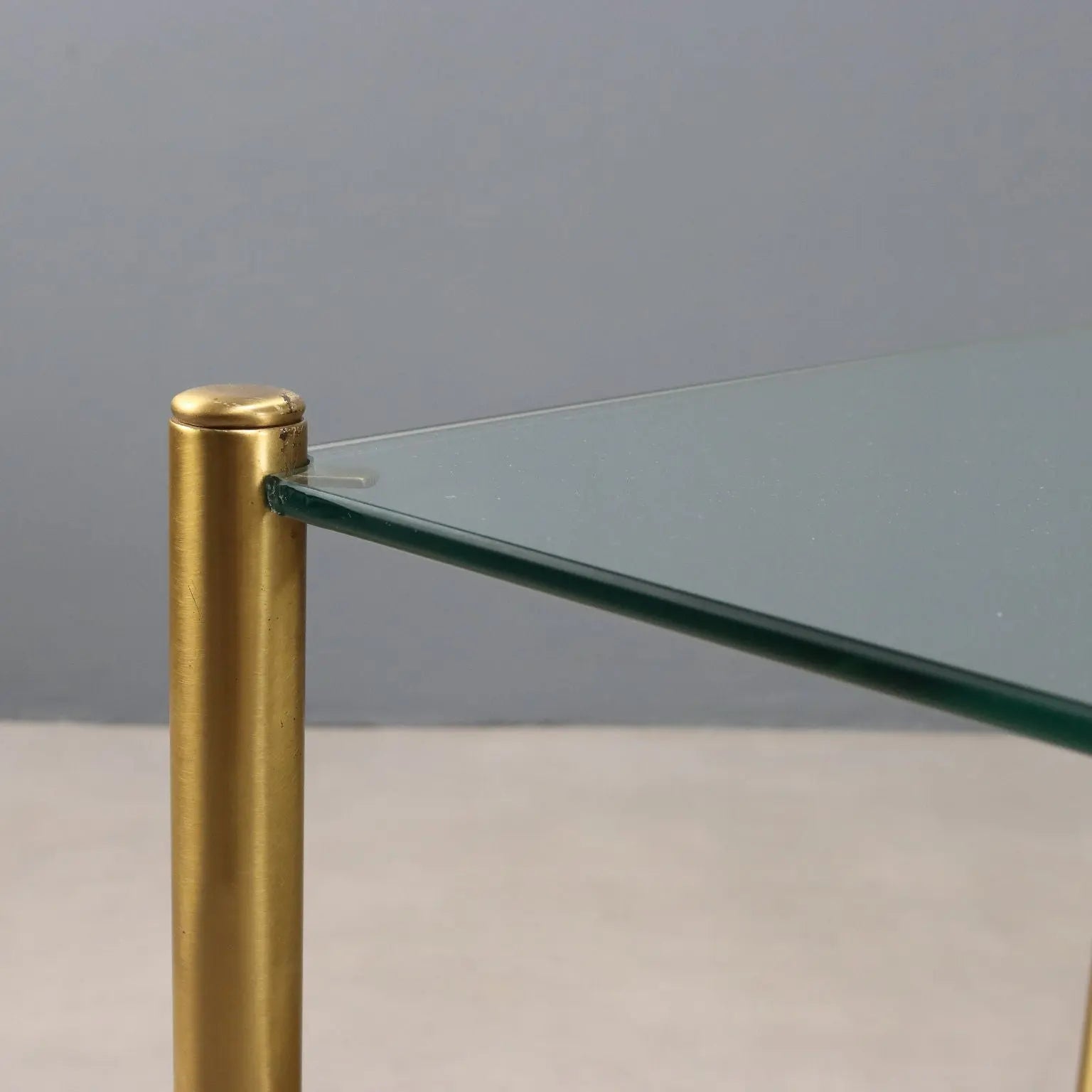 Vintage Coffee Table Brass Glass Design Italy 1970s