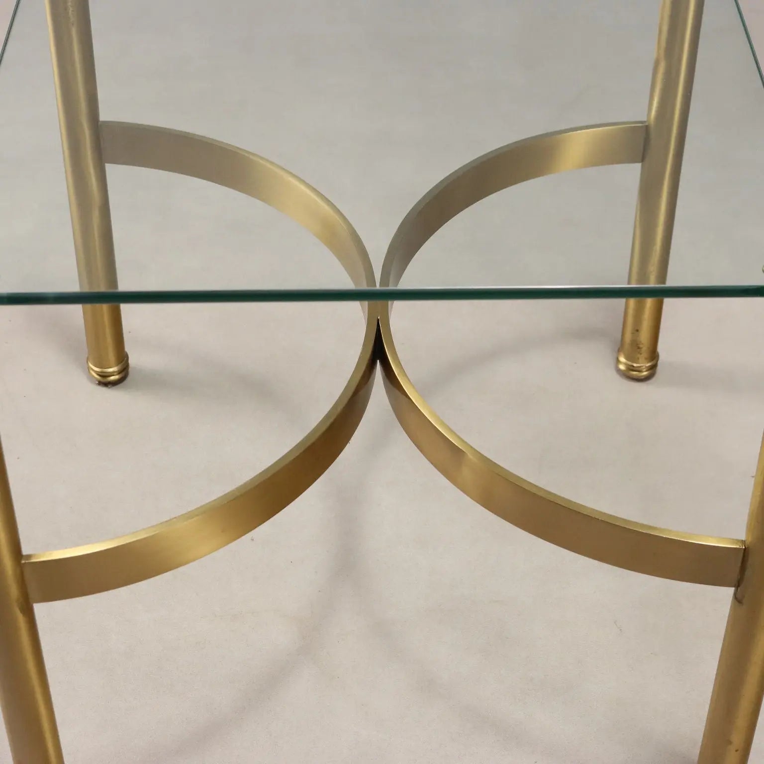 Vintage Coffee Table Brass Glass Design Italy 1970s