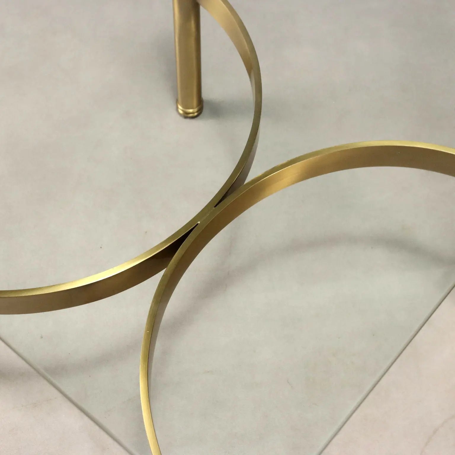 Vintage Coffee Table Brass Glass Design Italy 1970s