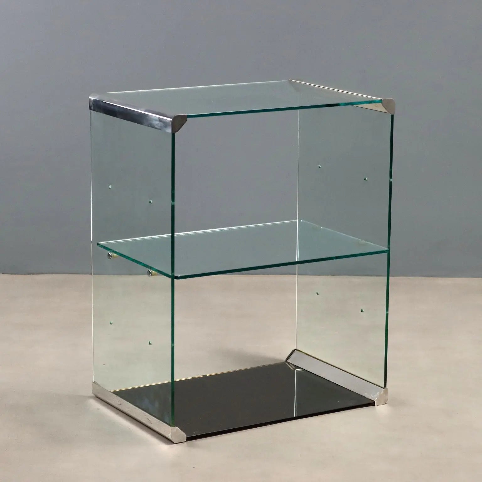 Vintage Étagère Gallotti & Radice Glass Brass Design Italy 1960s