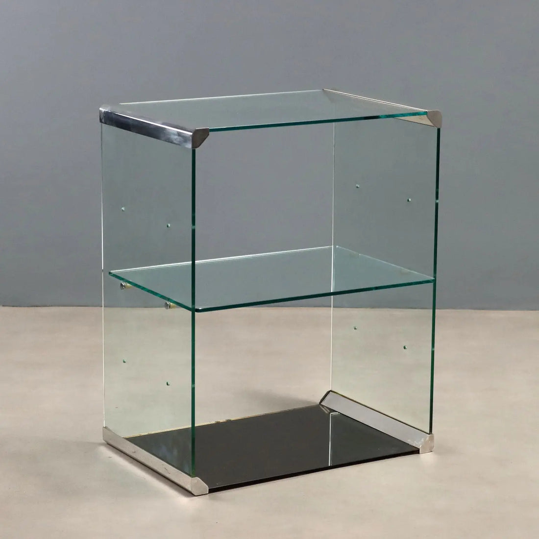 Vintage Étagère Gallotti & Radice Glass Brass Design Italy 1960s