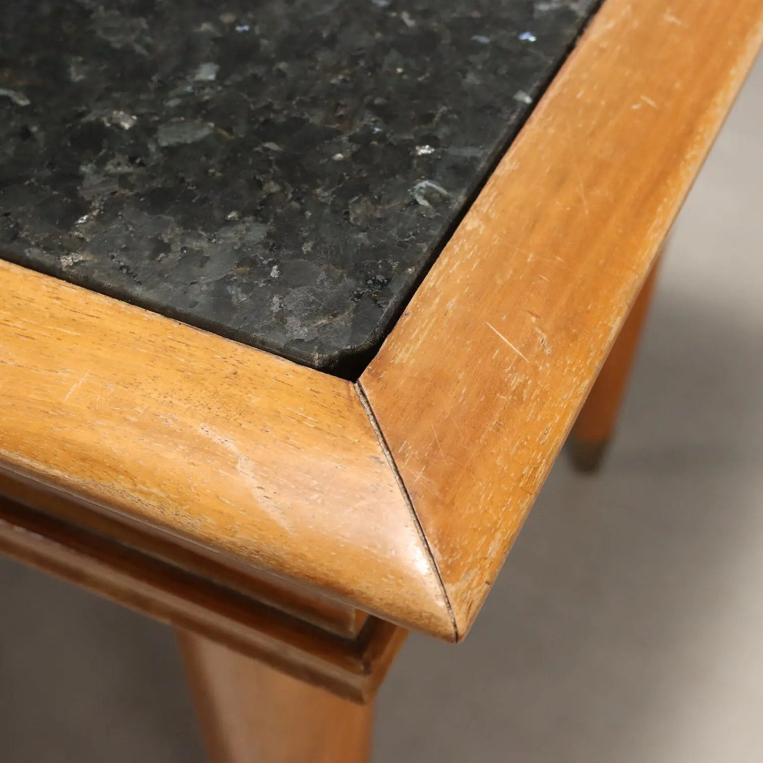 Vintage Table Walnut Marble Top Brass Design Italy 1950s