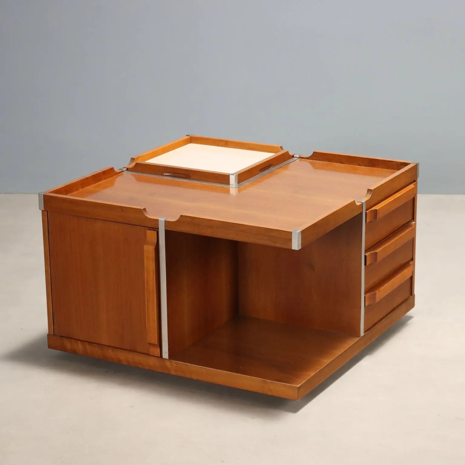 Vintage Coffee Table Tanganyka Walnut Design Italy 1970s