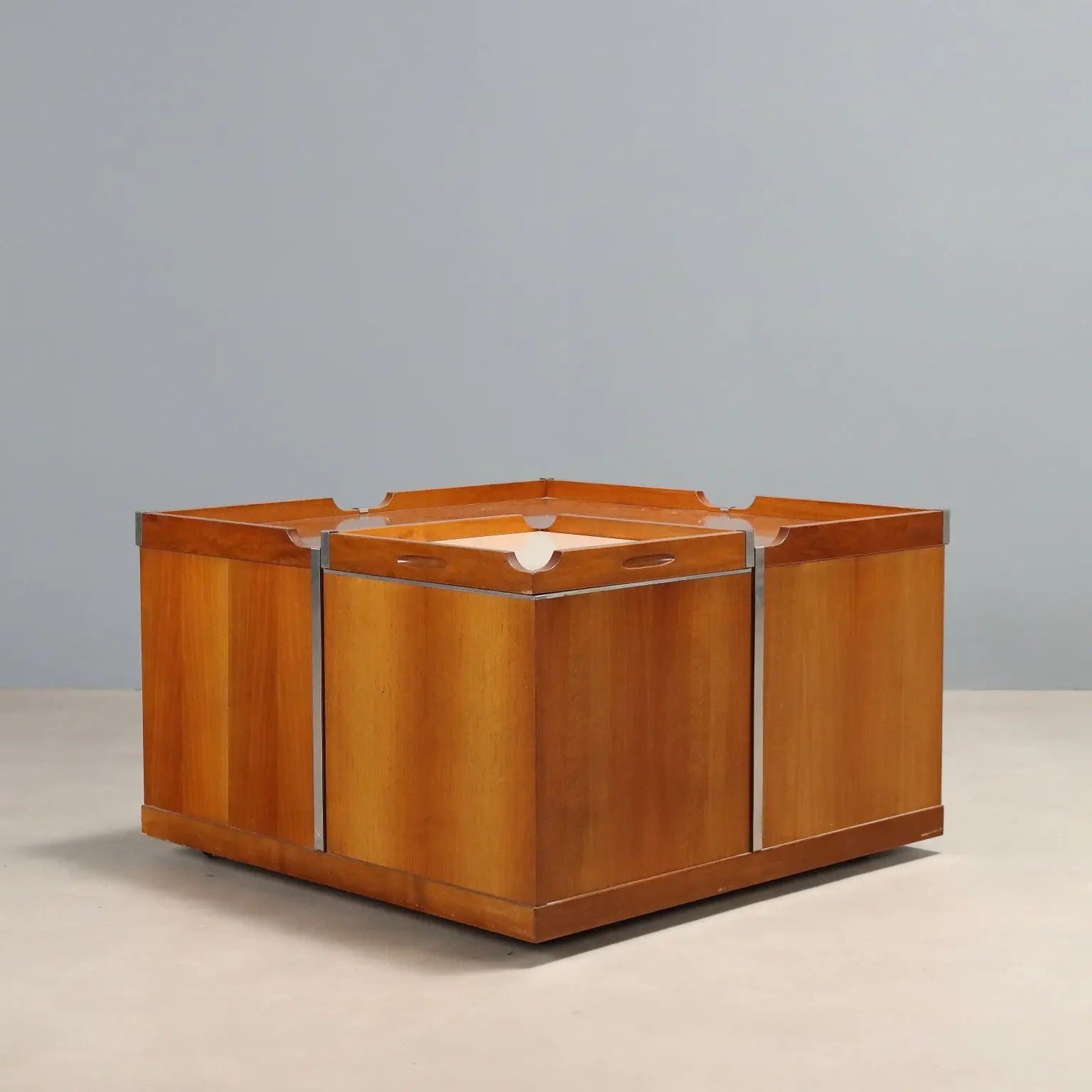 Vintage Coffee Table Tanganyka Walnut Design Italy 1970s