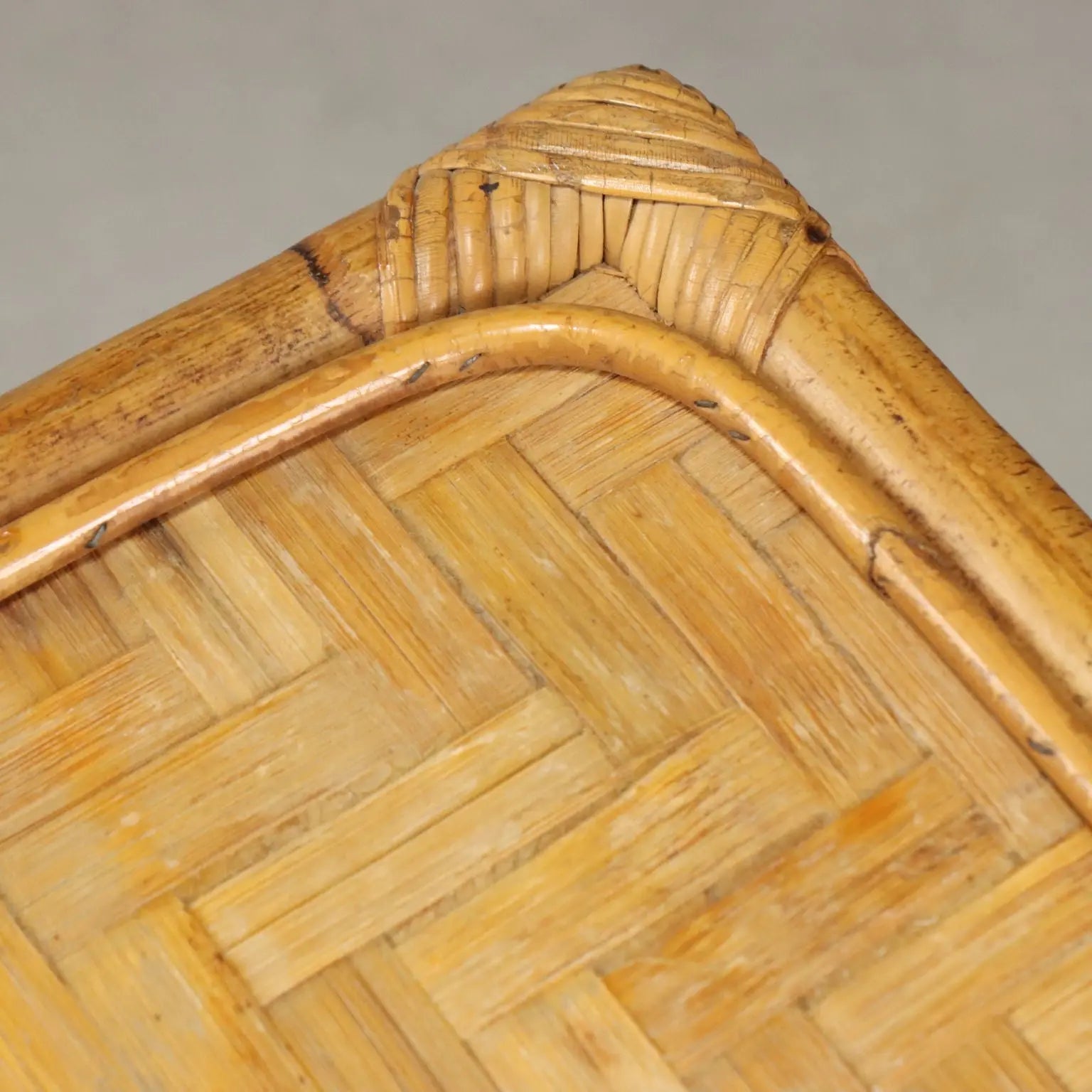 Vintage Coffee Table Wicker Bamboo Design Italy 1970s-1980s
