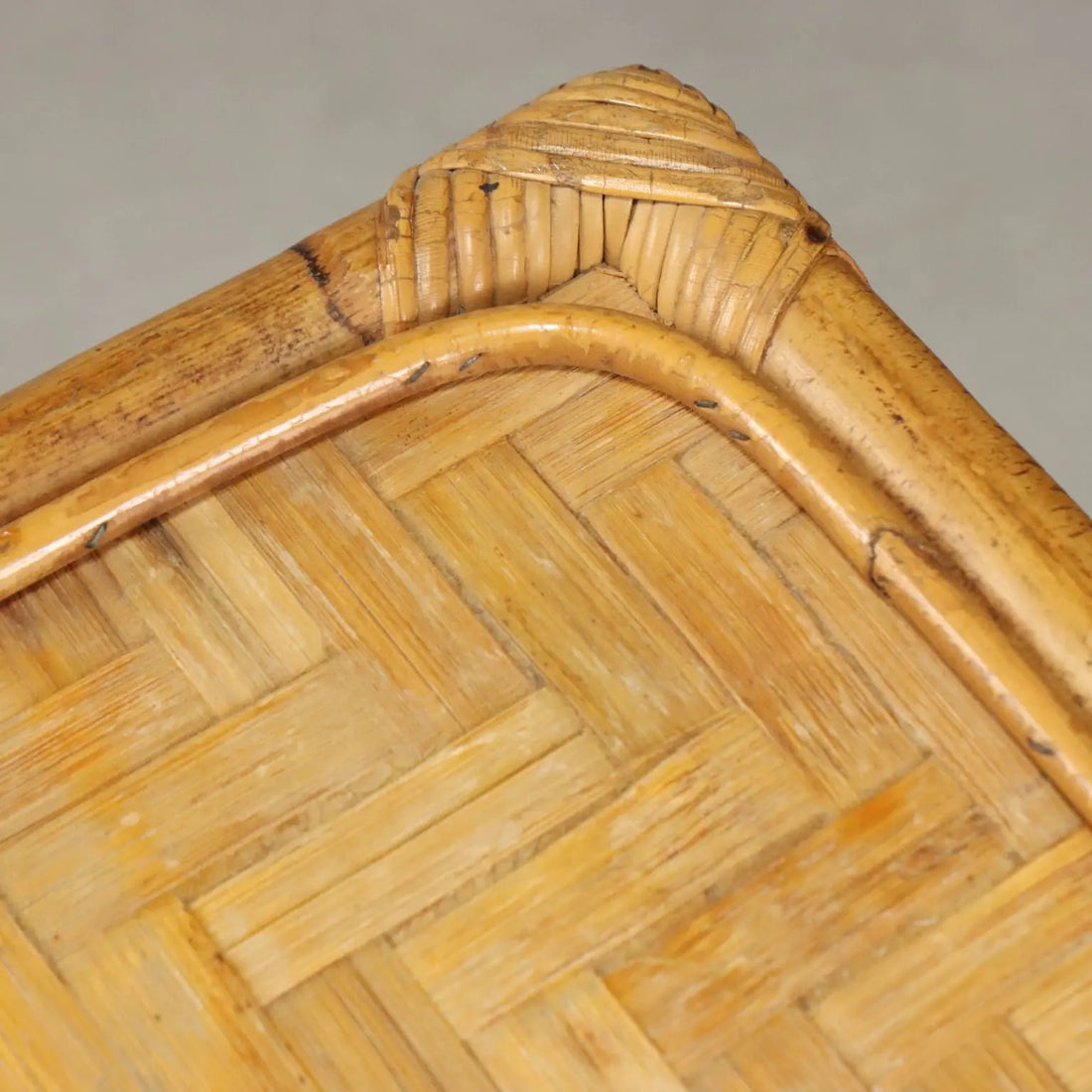 Vintage Coffee Table Wicker Bamboo Design Italy 1970s-1980s