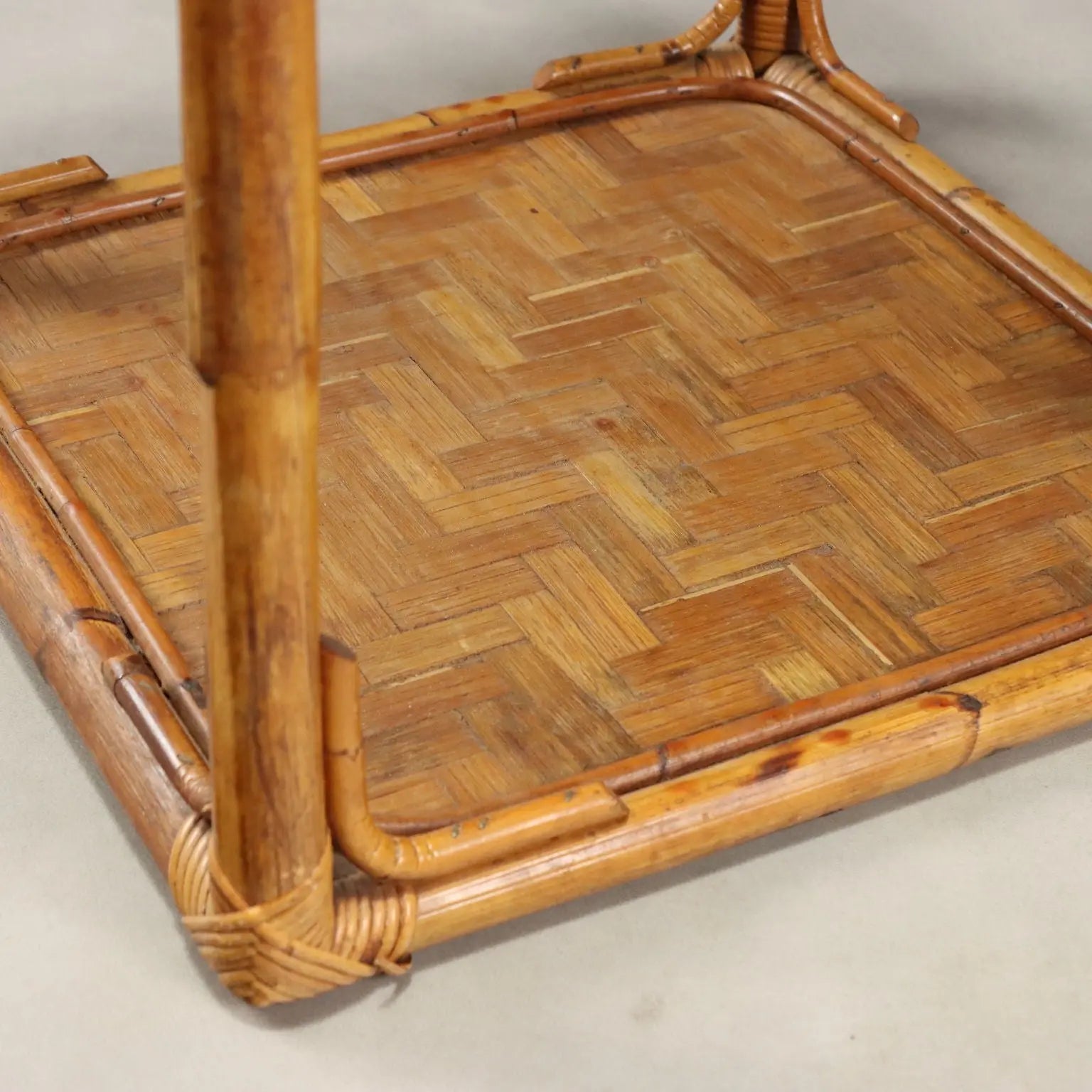 Vintage Coffee Table Wicker Bamboo Design Italy 1970s-1980s