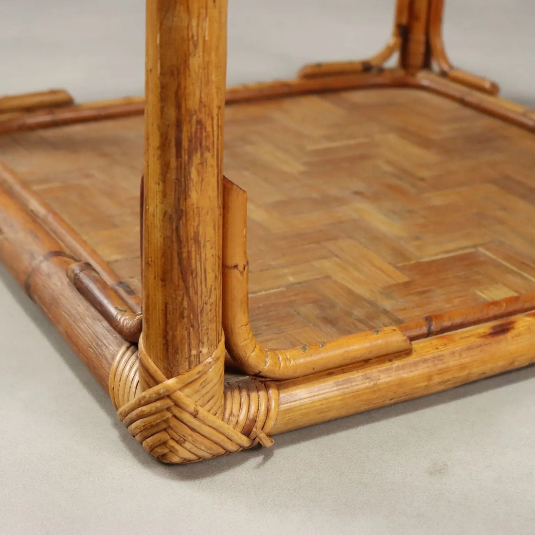 Vintage Coffee Table Wicker Bamboo Design Italy 1970s-1980s