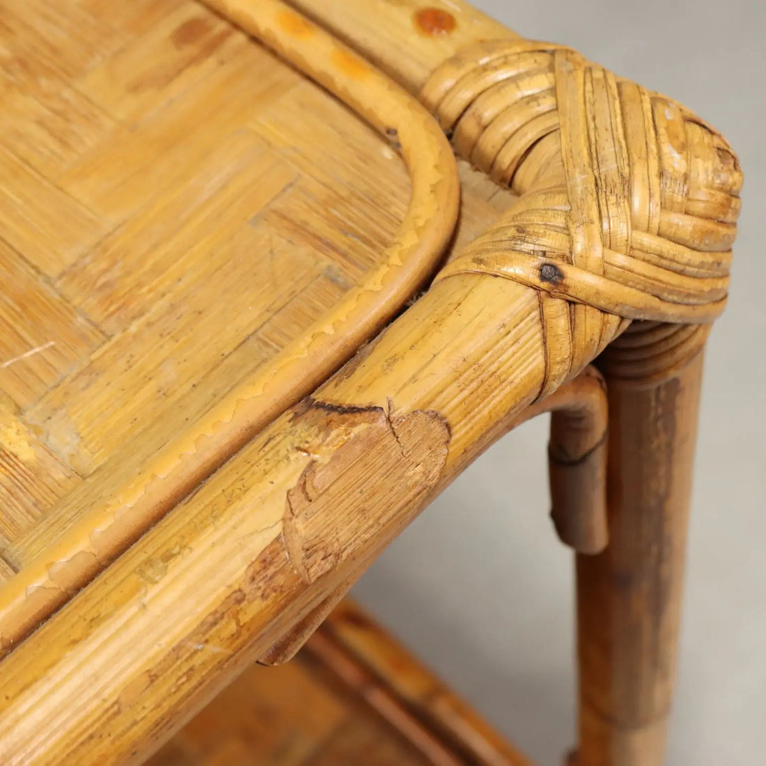 Vintage Coffee Table Wicker Bamboo Design Italy 1970s-1980s