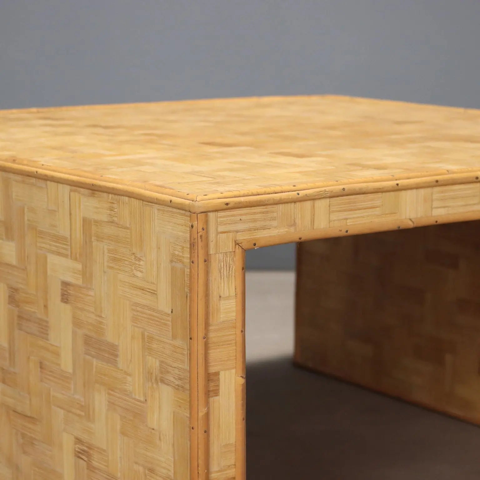 Vintage Coffee Table Wood Inlays Design Italy 1970s