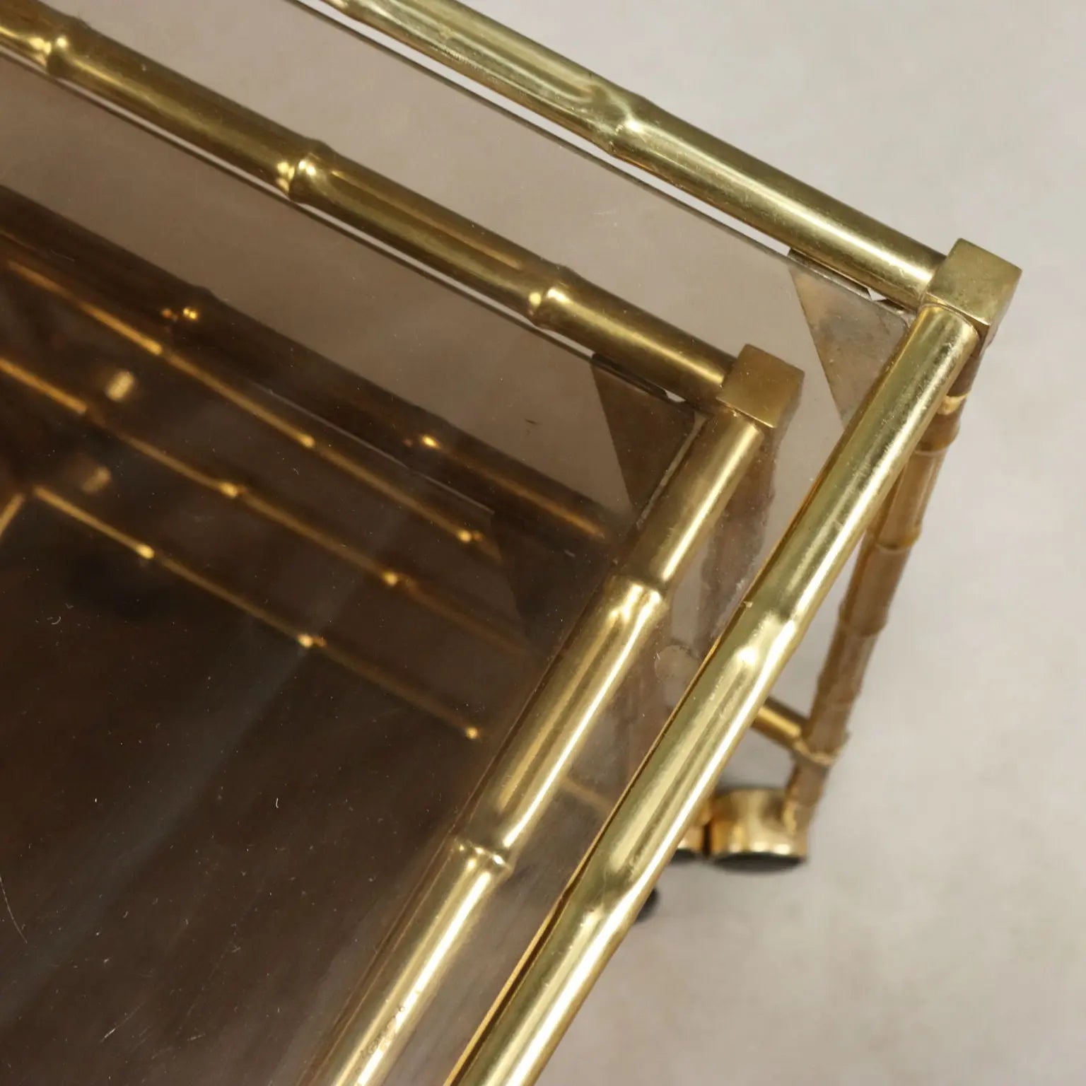 Vintage Coffee Tables Brass Smoked Glass Italy 1980s