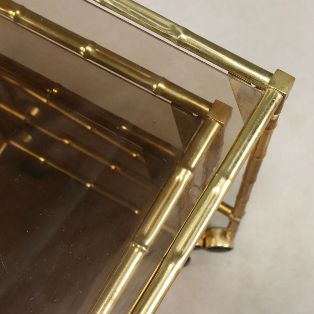 Vintage Coffee Tables Brass Smoked Glass Italy 1980s