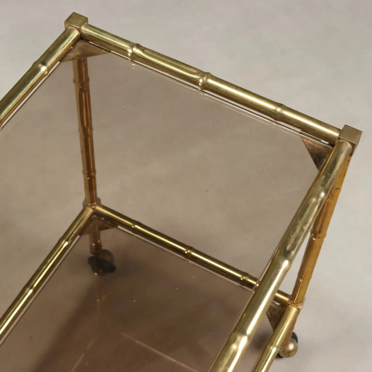 Vintage Coffee Tables Brass Smoked Glass Italy 1980s