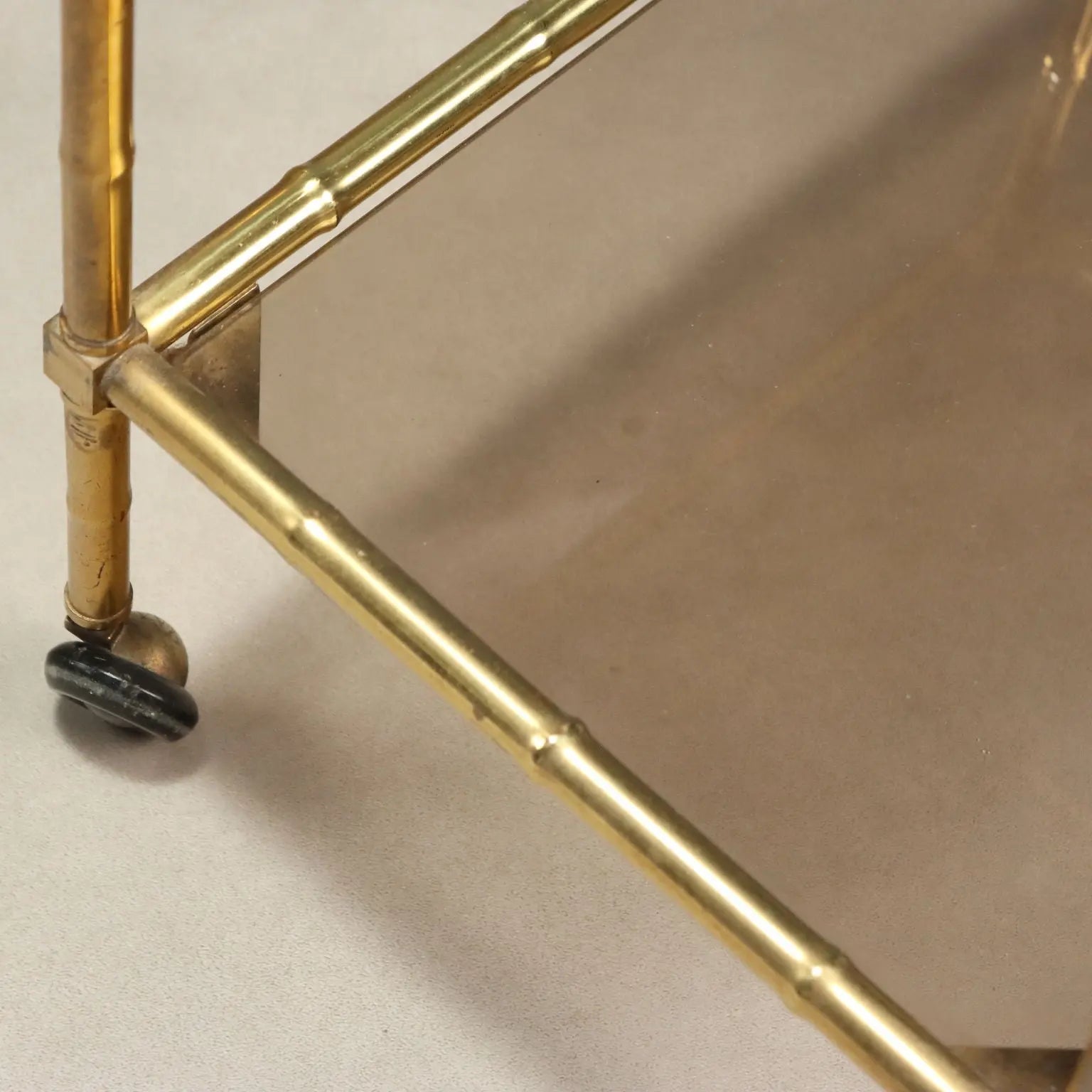 Vintage Coffee Tables Brass Smoked Glass Italy 1980s