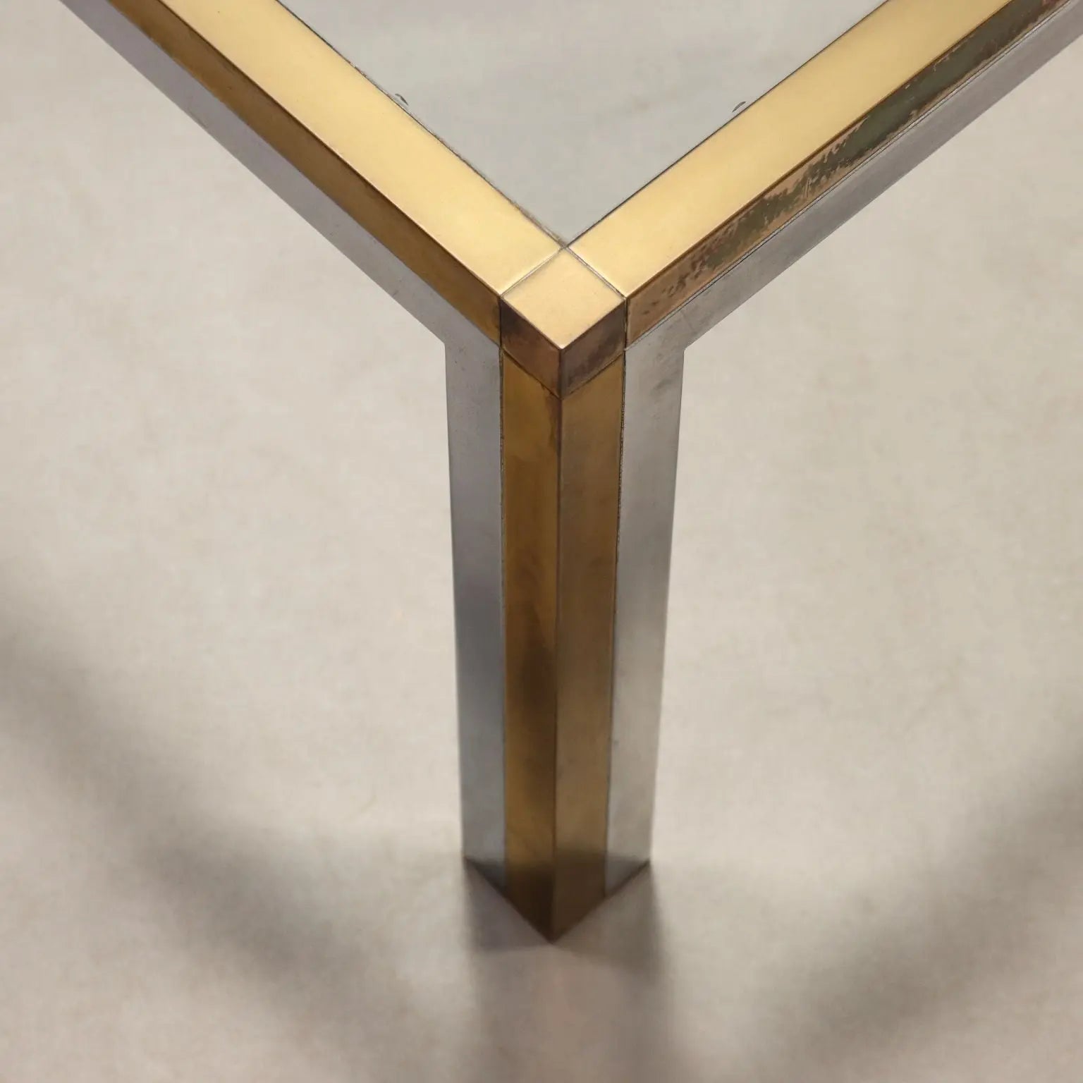Vintage Coffee Table Metal Brass Glass Design 1970s