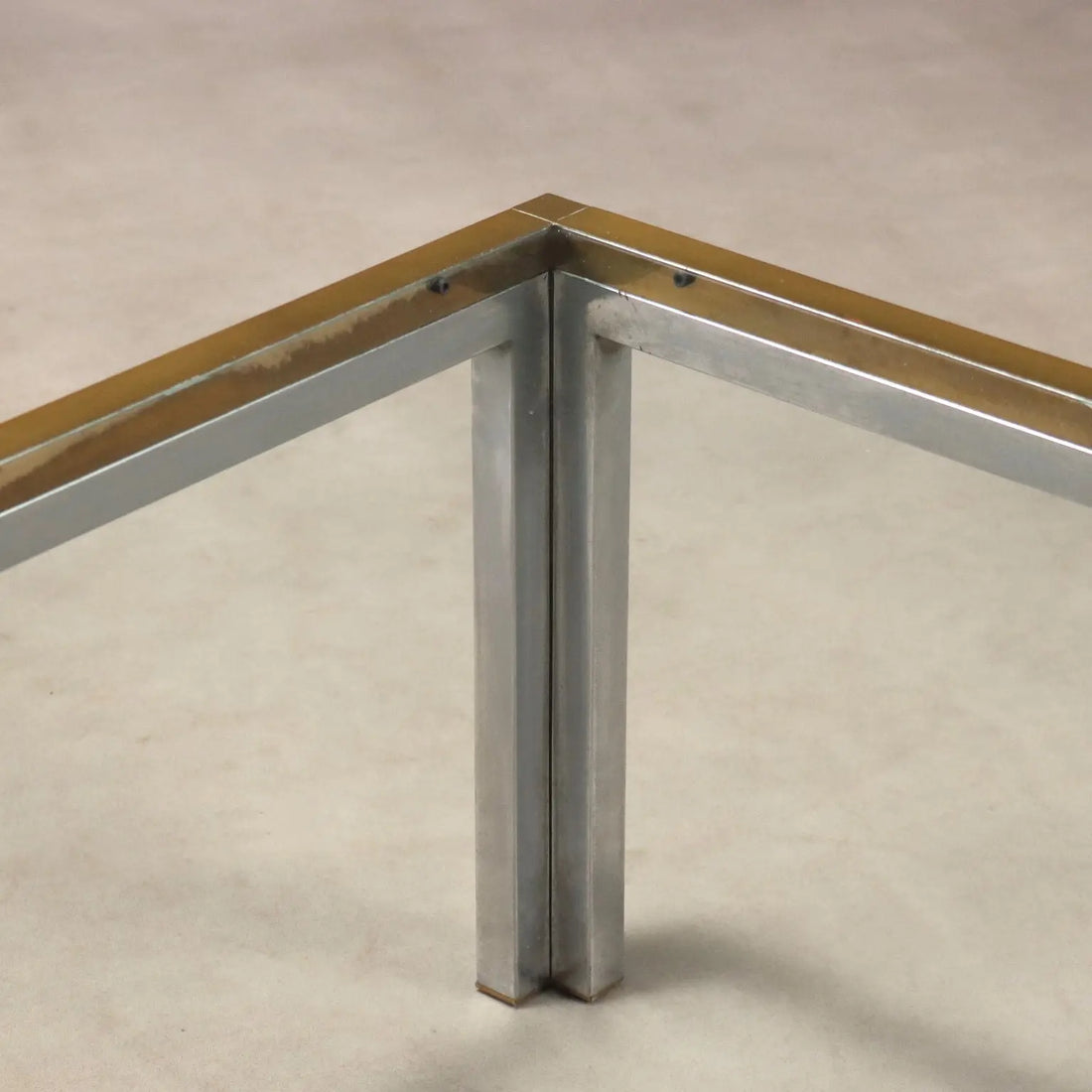 Vintage Coffee Table Metal Brass Glass Design 1970s