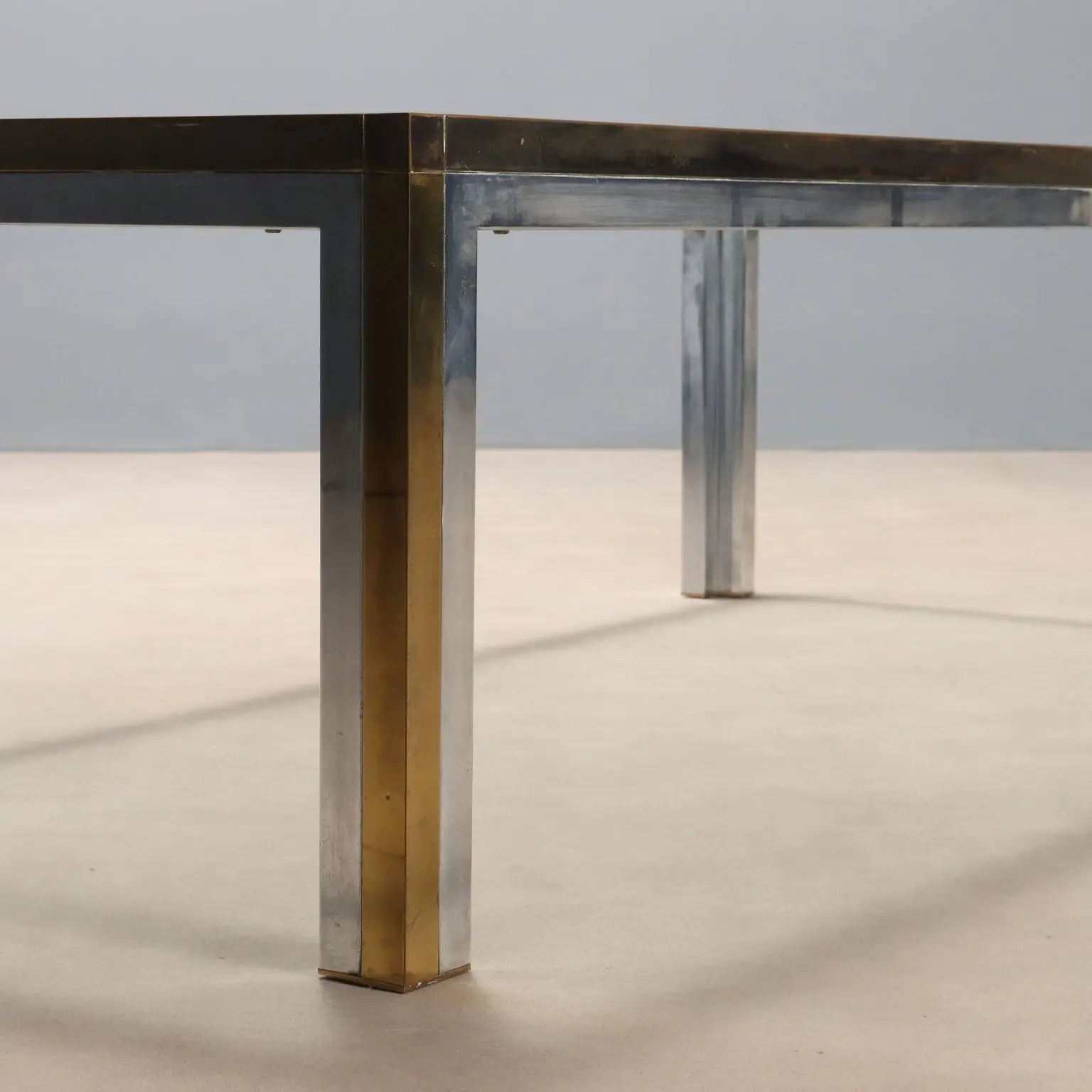 Vintage Coffee Table Metal Brass Glass Design 1970s