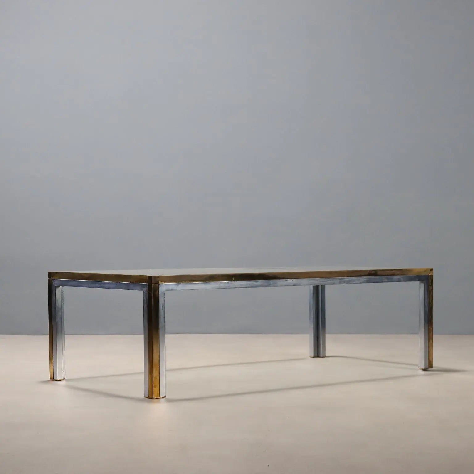 Vintage Coffee Table Metal Brass Glass Design 1970s