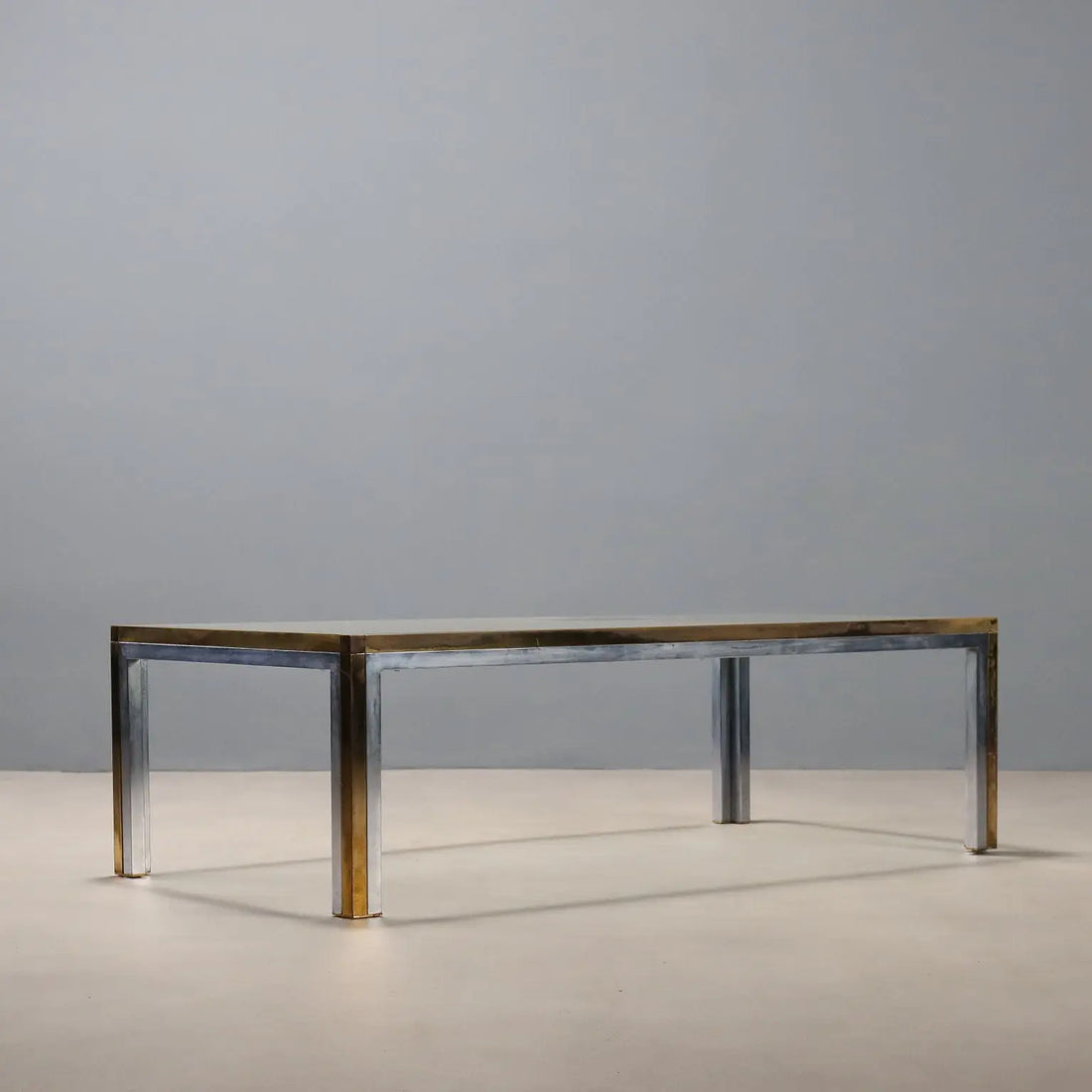 Vintage Coffee Table Metal Brass Glass Design 1970s