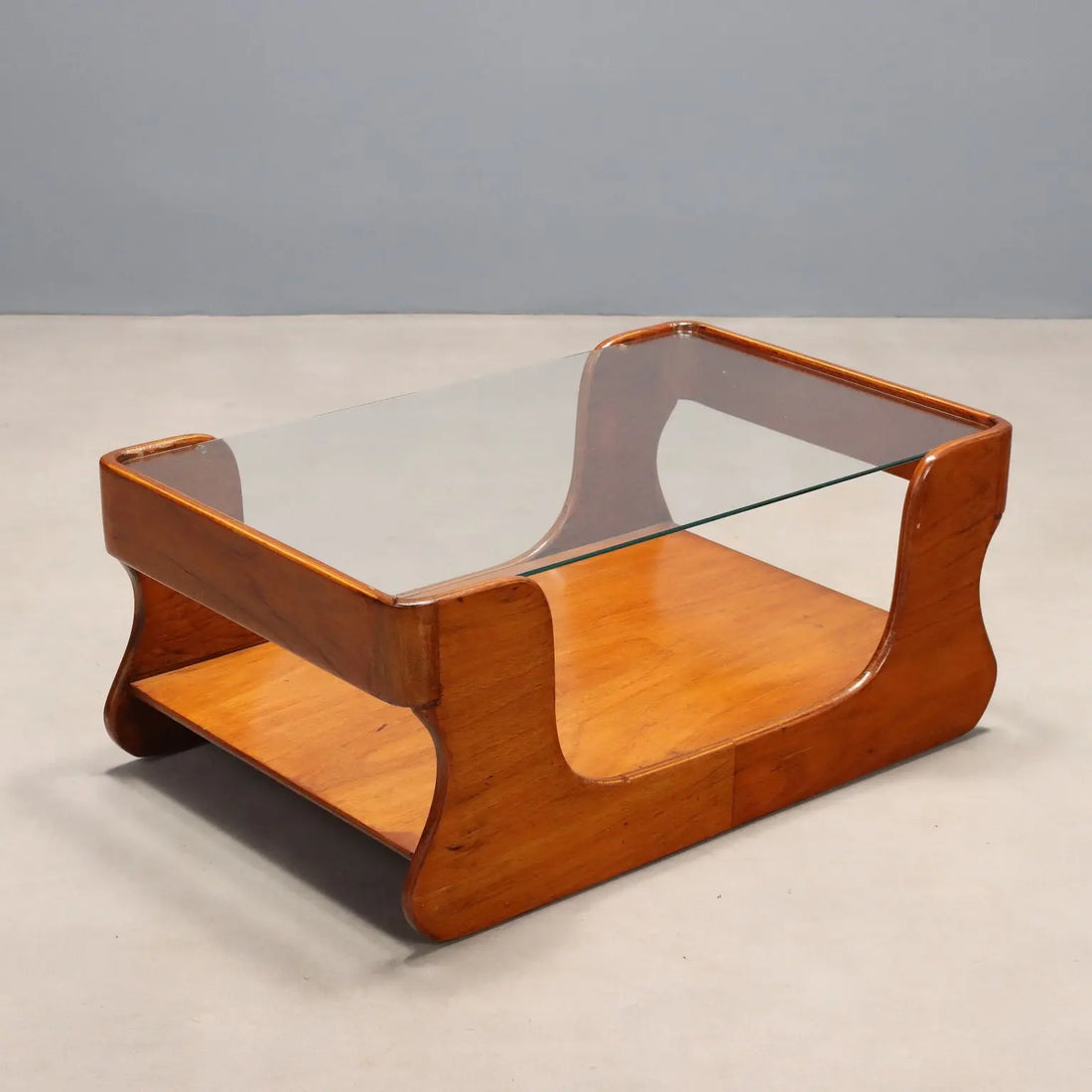 Vintage Coffee Table Teak Double Top Design Italy 1960s