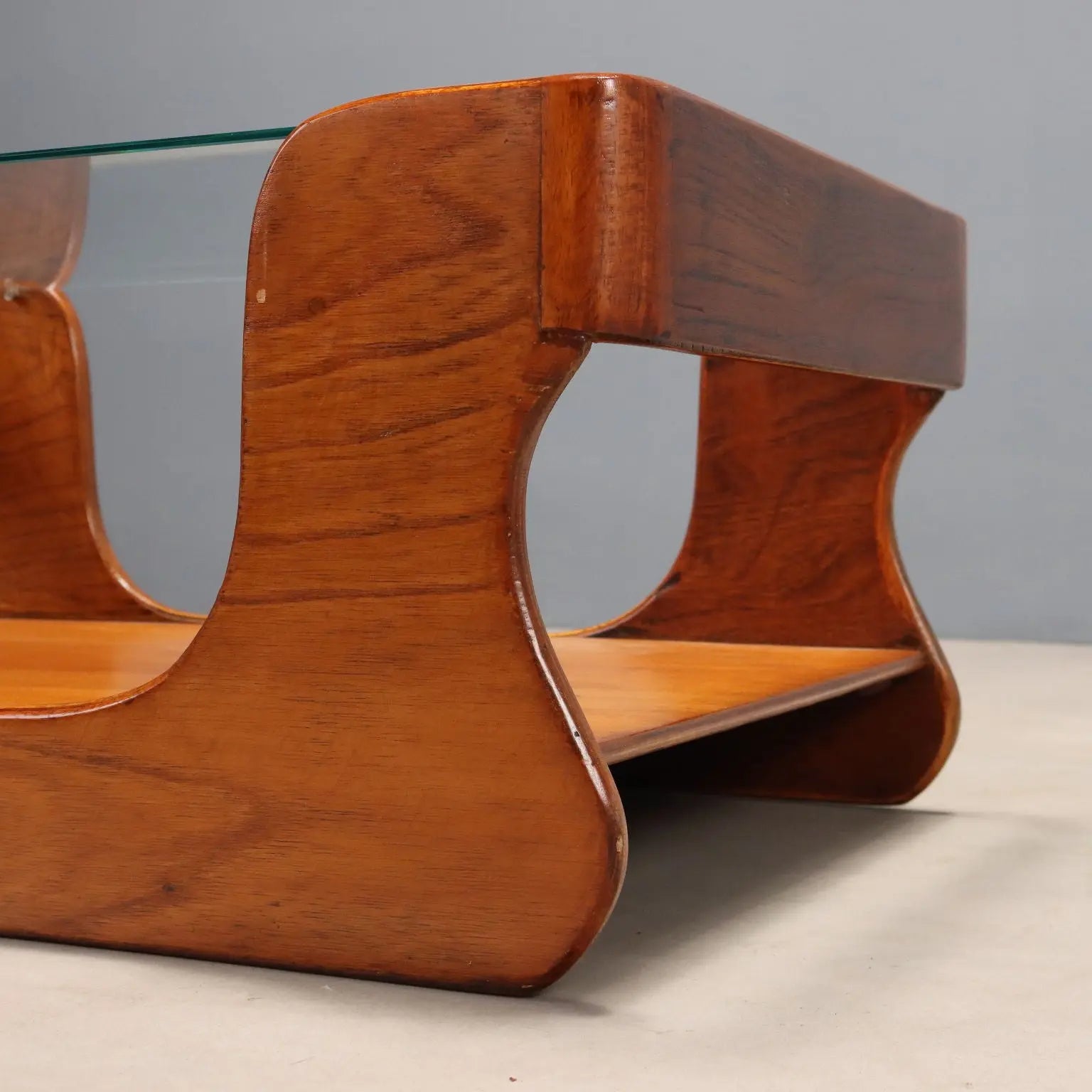 Vintage Coffee Table Teak Double Top Design Italy 1960s