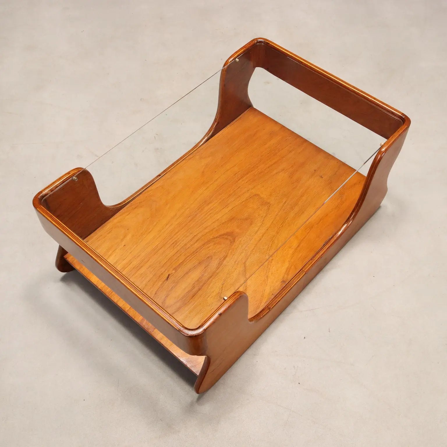 Vintage Coffee Table Teak Double Top Design Italy 1960s