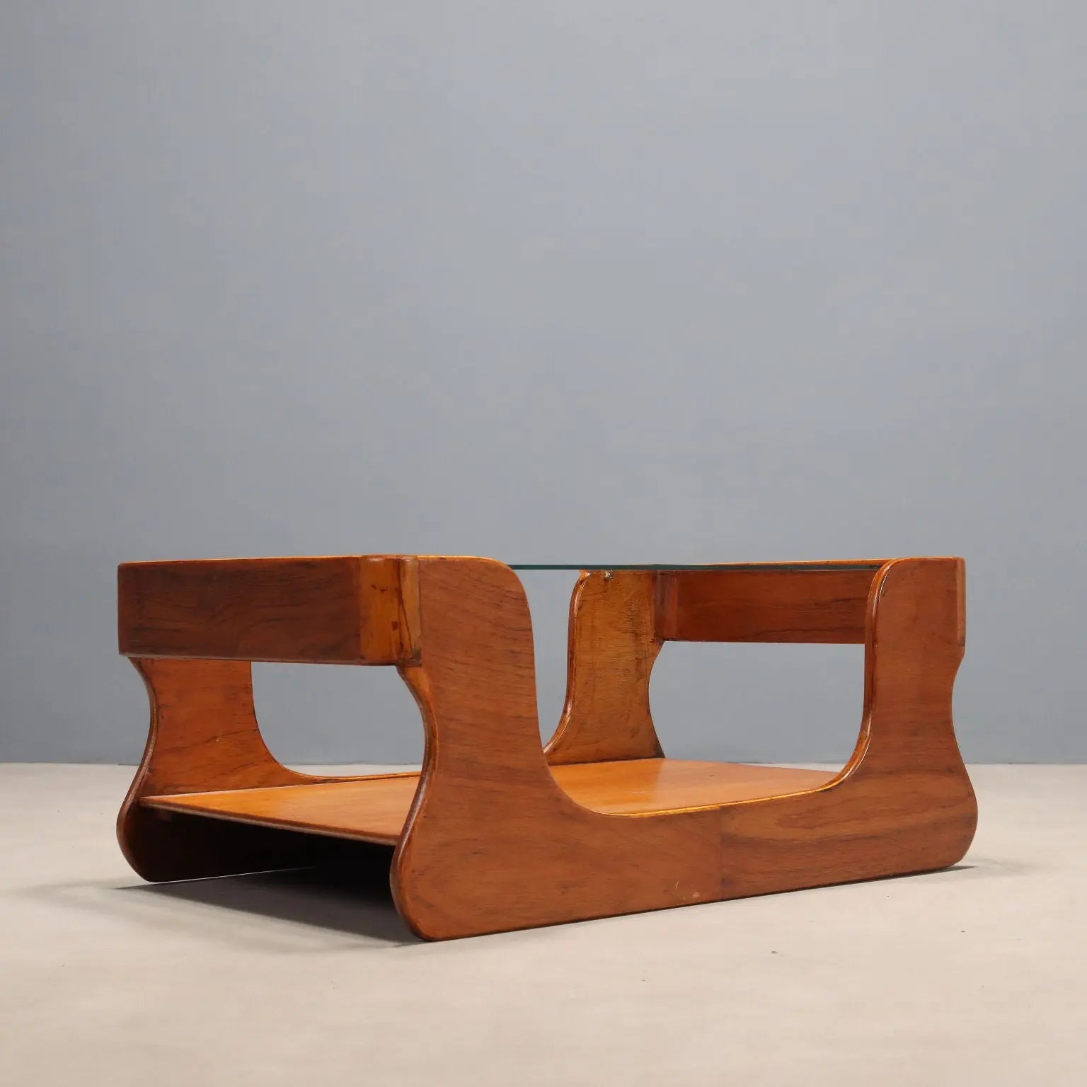 Vintage Coffee Table Teak Double Top Design Italy 1960s