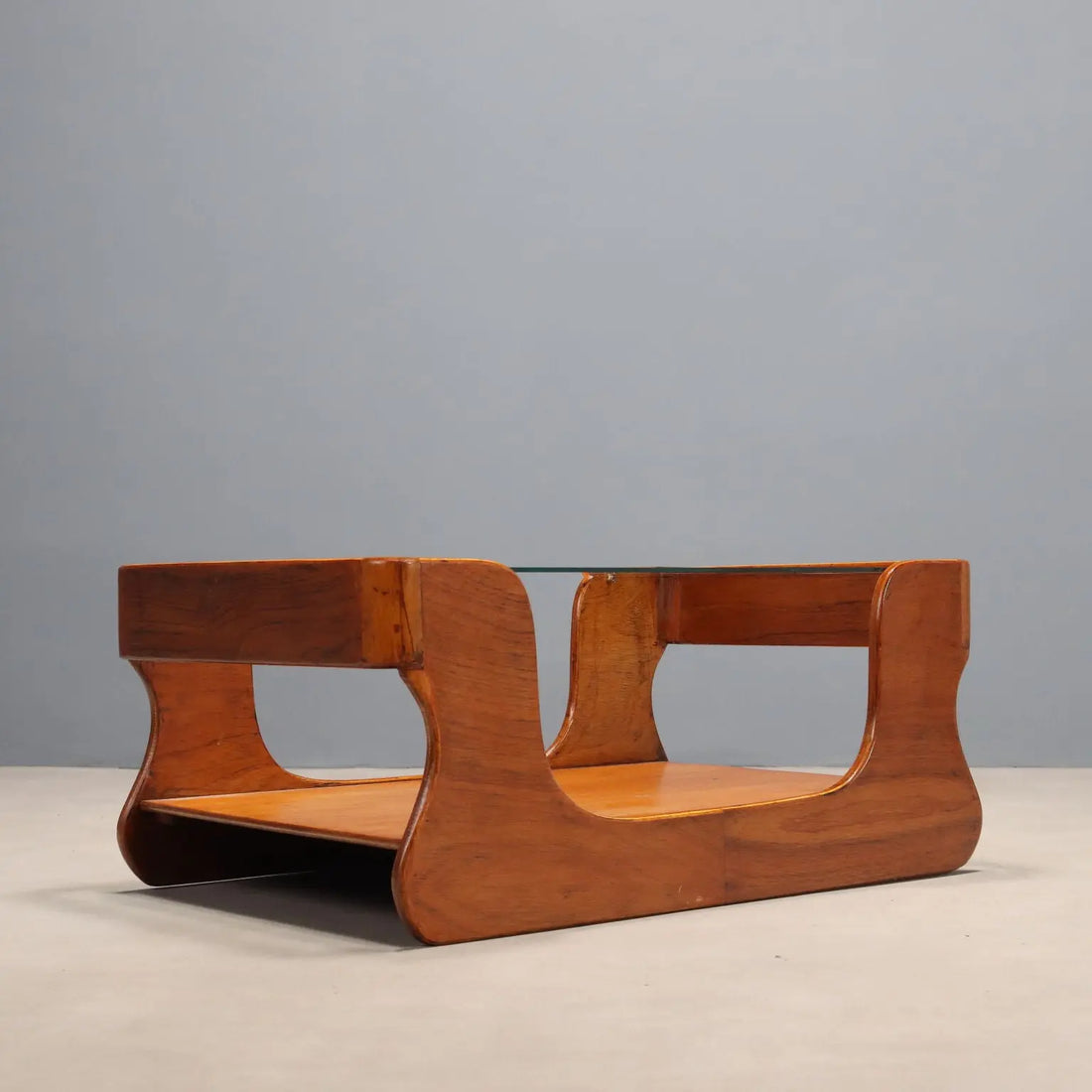 Vintage Coffee Table Teak Double Top Design Italy 1960s