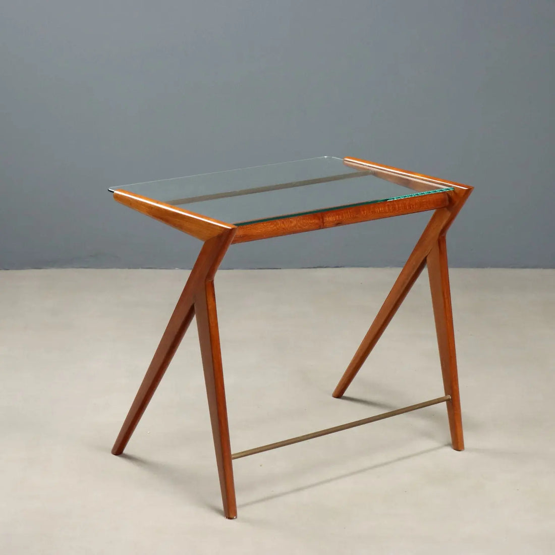 Vintage Coffee Table Painted Beech Brass Glass Design 1950s