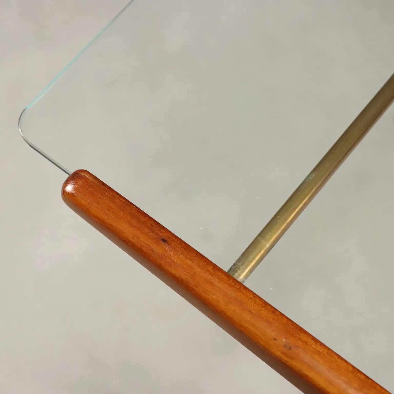 Vintage Coffee Table Painted Beech Brass Glass Design 1950s