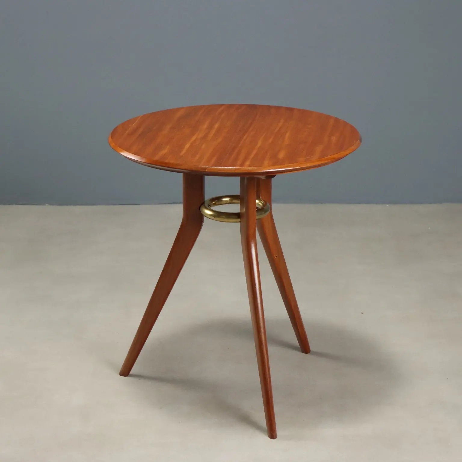 Vintage Coffee Table Mahogany Brass Design Italy 1950s