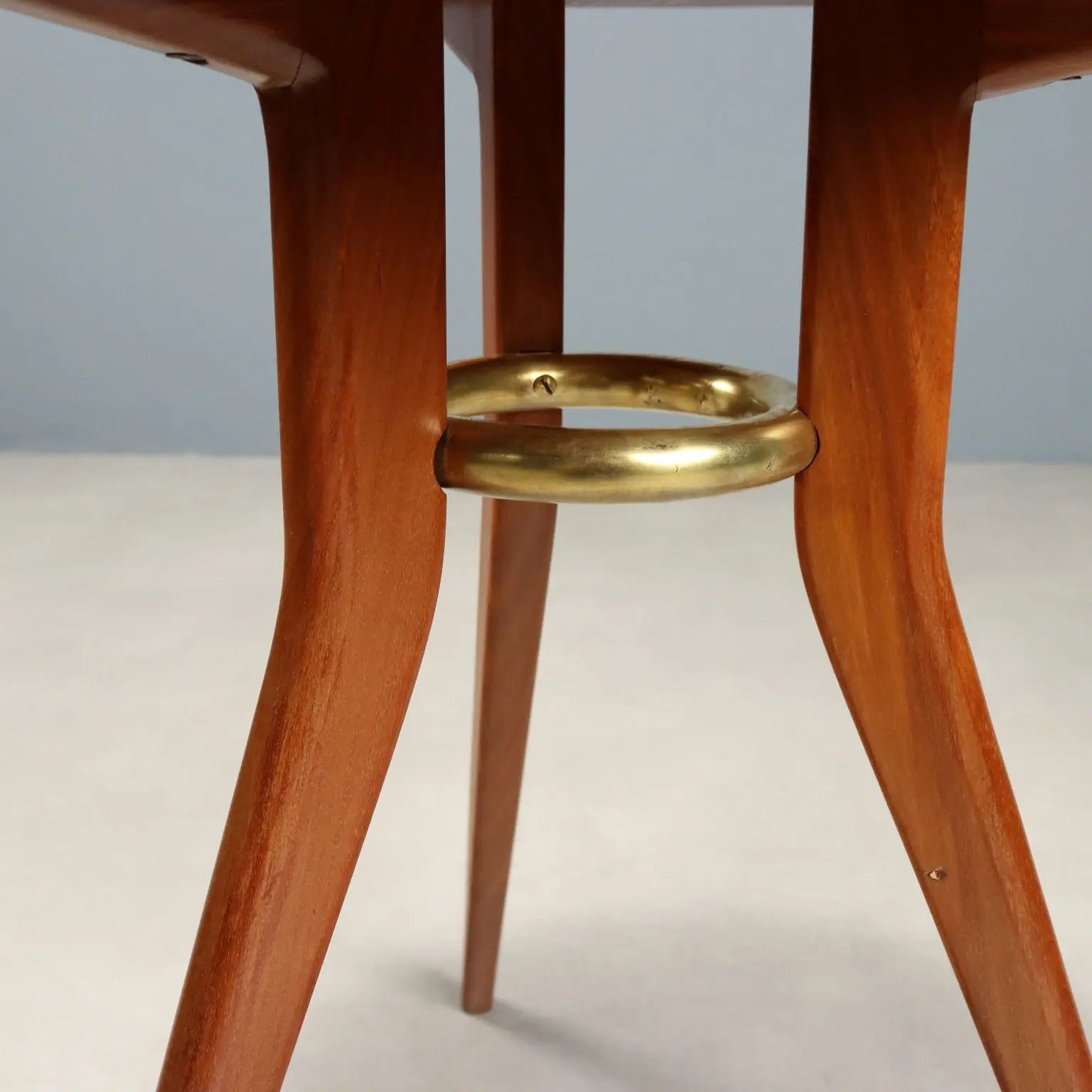 Vintage Coffee Table Mahogany Brass Design Italy 1950s